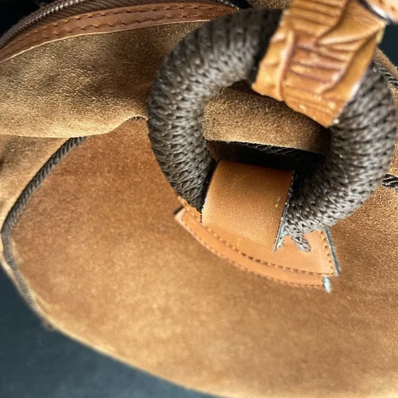 IL Punto Rossi Suede Leather Circle Round Handbag Purse Brown - Picture 8 of 10